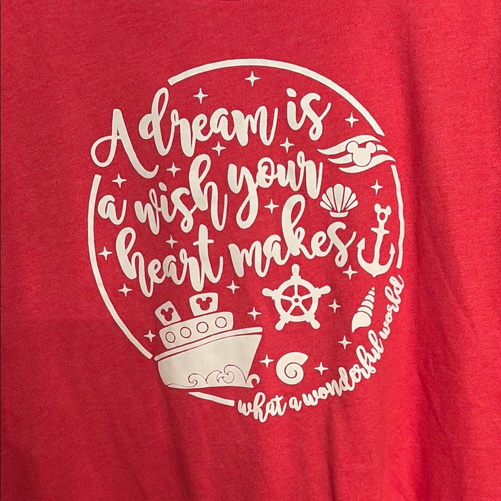 Red Graphic Tee with Nautical Design